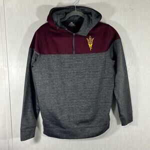 Colosseum Arizona State ASU Mens Hooded Sun Devils LKong Sleeve Pullover 1/4 zip